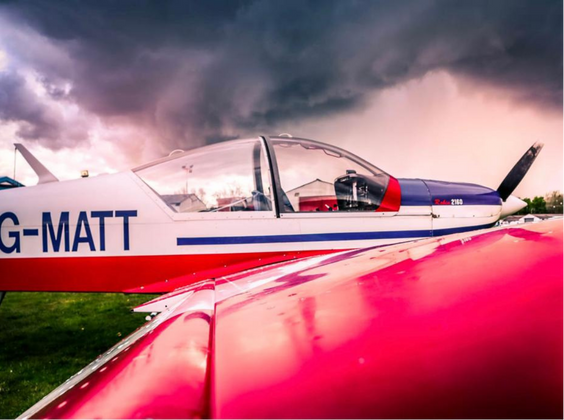Piper PA28 training aircraft at Marlborough Flying Club, Cessna 172 G-MATT on training flight over Wiltshire
